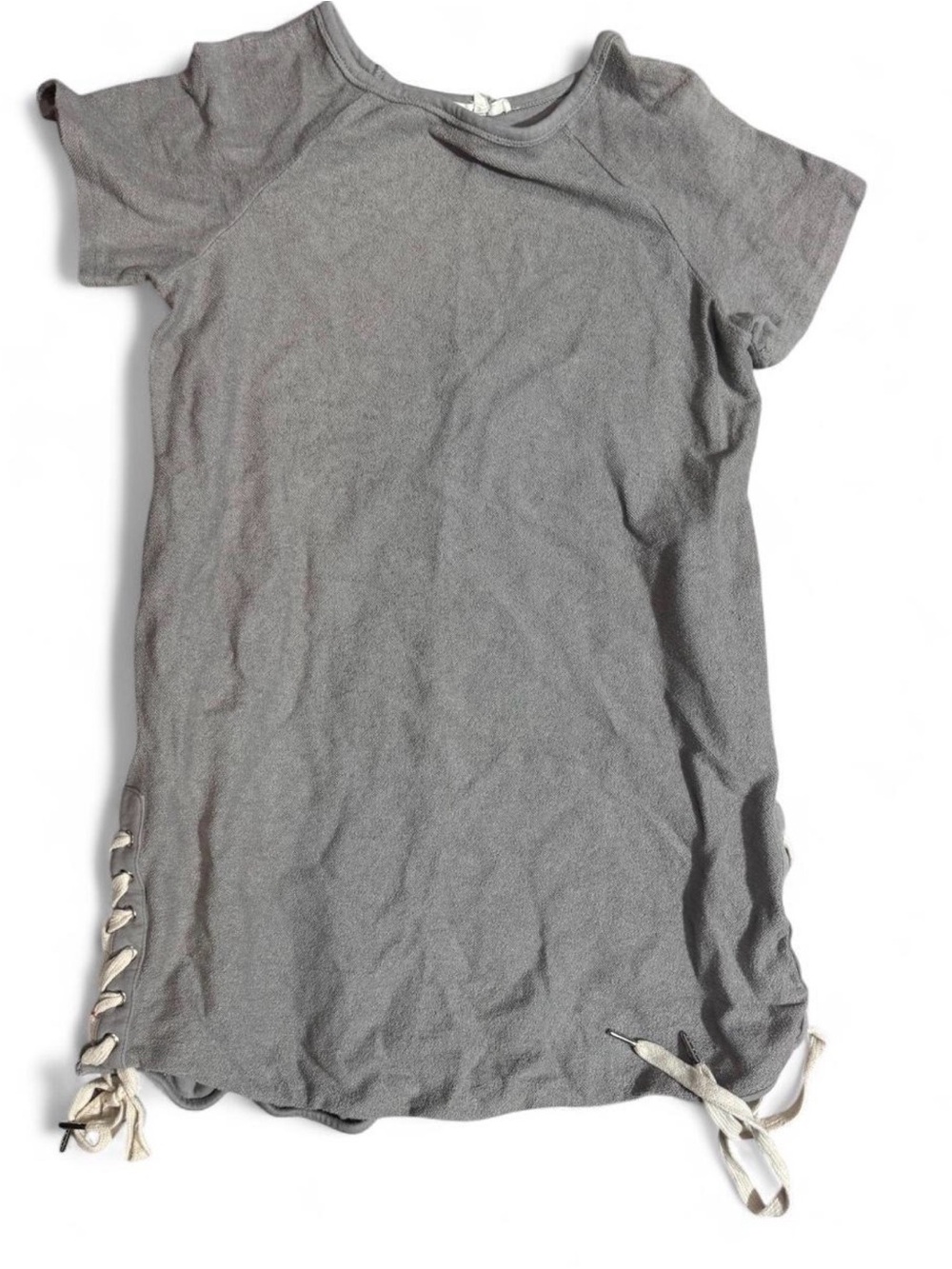 easel Girls Short Sleeve Gray Tunic with Side Lace Ties